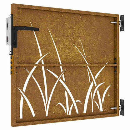 Gartentor 85X100 Cm Cortenstahl Gras-Design