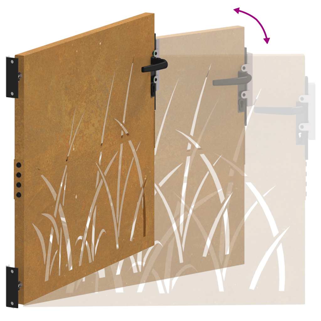 Gartentor 85X100 Cm Cortenstahl Gras-Design