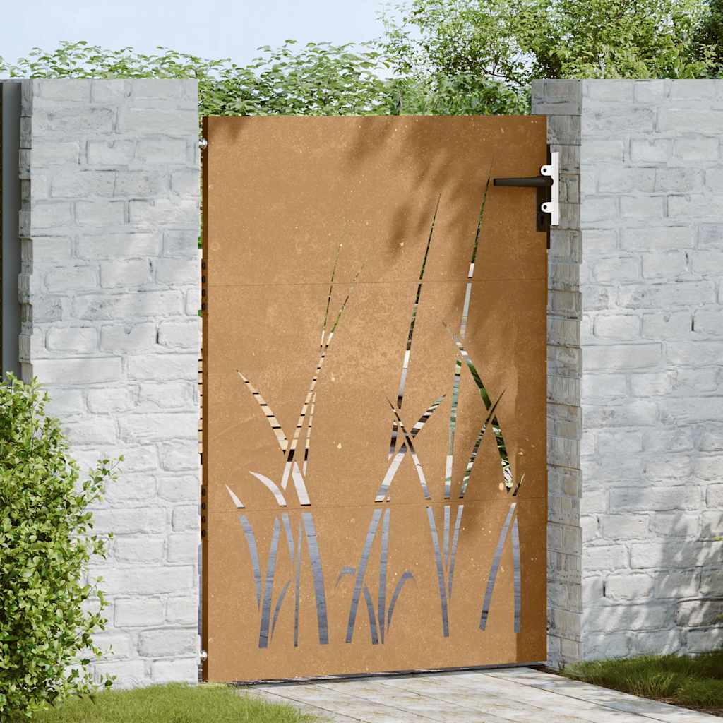 Gartentor 85X125 Cm Cortenstahl Gras-Design