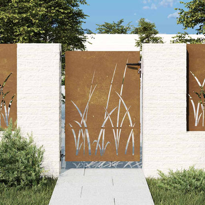 Gartentor 85X125 Cm Cortenstahl Gras-Design