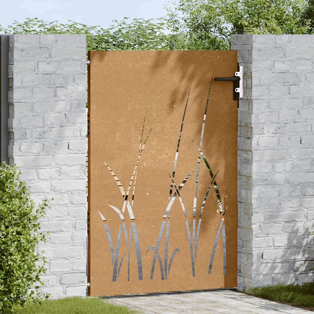 Gartentor 85X150 Cm Cortenstahl Gras-Design