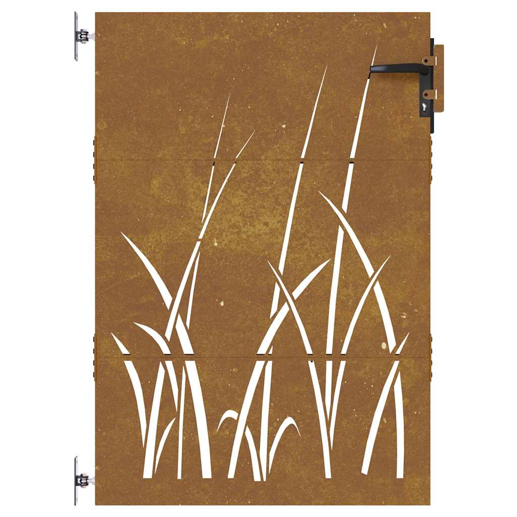 Gartentor 85X150 Cm Cortenstahl Gras-Design