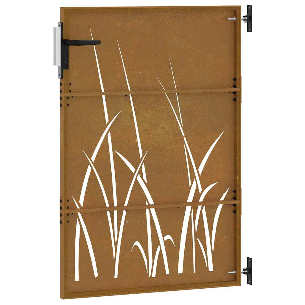 Gartentor 85X150 Cm Cortenstahl Gras-Design