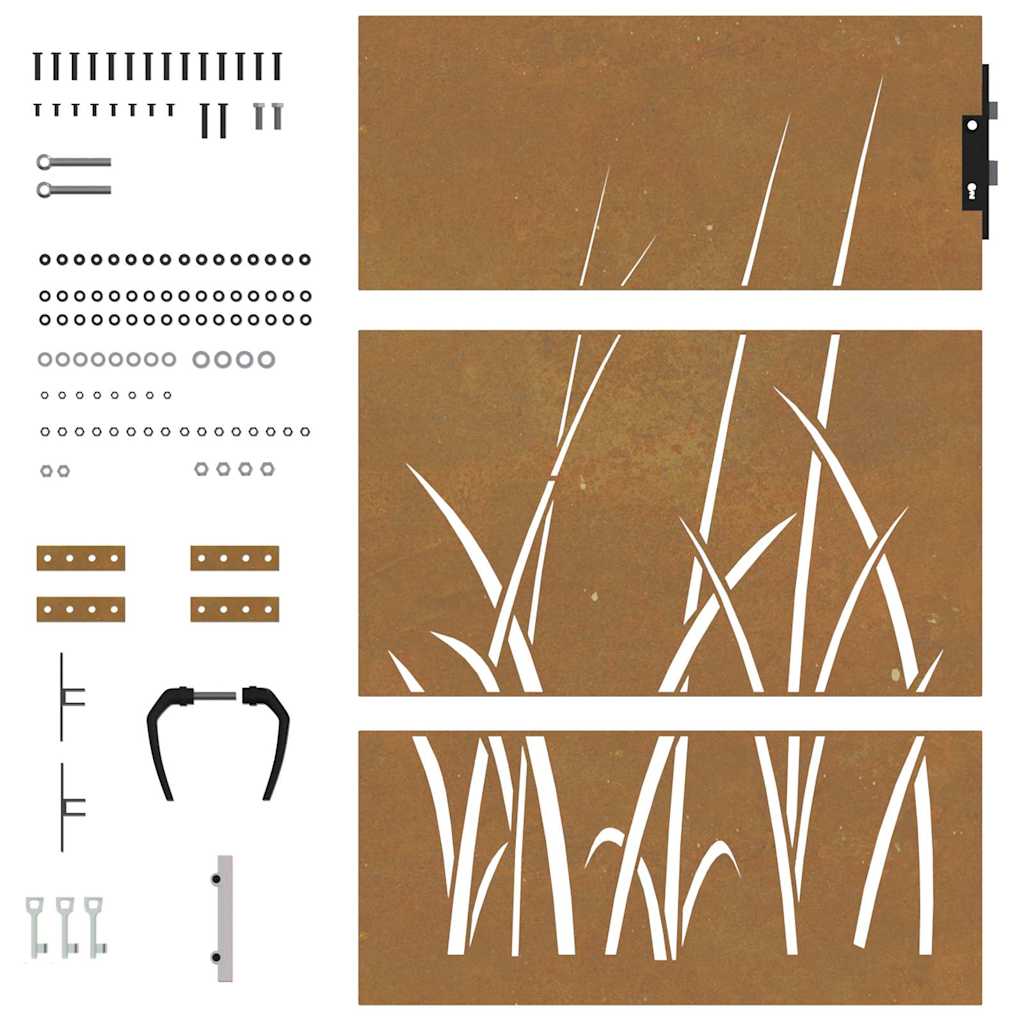Gartentor 85X150 Cm Cortenstahl Gras-Design