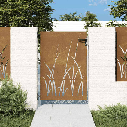 Gartentor 85X150 Cm Cortenstahl Gras-Design