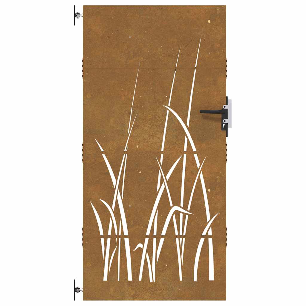 Gartentor 85X175 Cm Cortenstahl Gras-Design