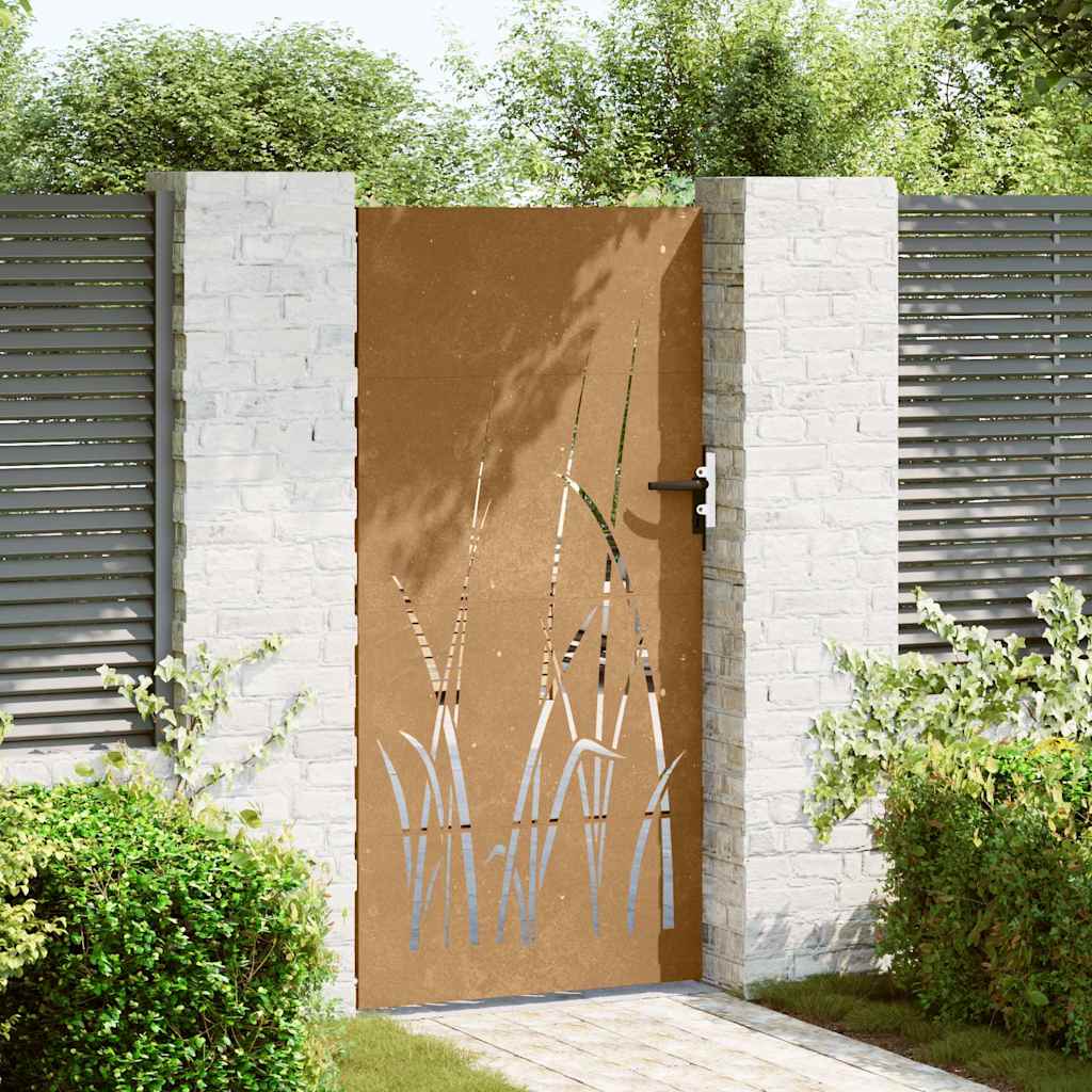 Gartentor 85X175 Cm Cortenstahl Gras-Design