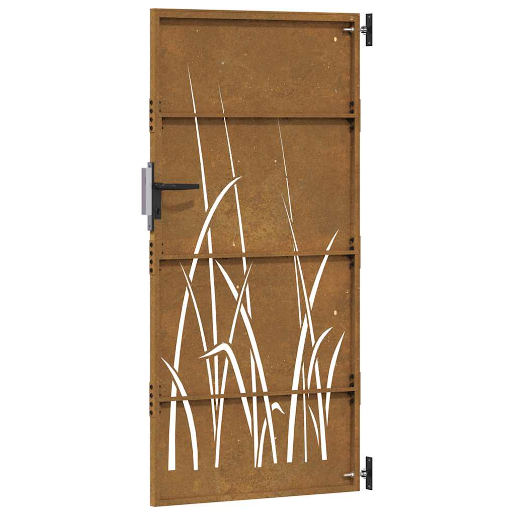 Gartentor 85X175 Cm Cortenstahl Gras-Design