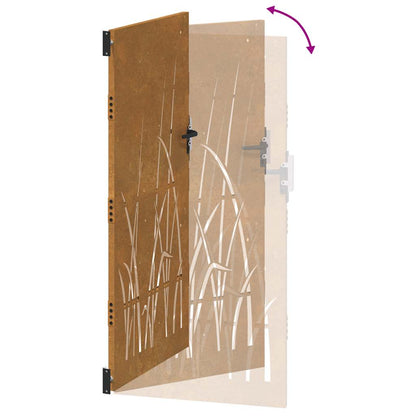 Gartentor 85X175 Cm Cortenstahl Gras-Design