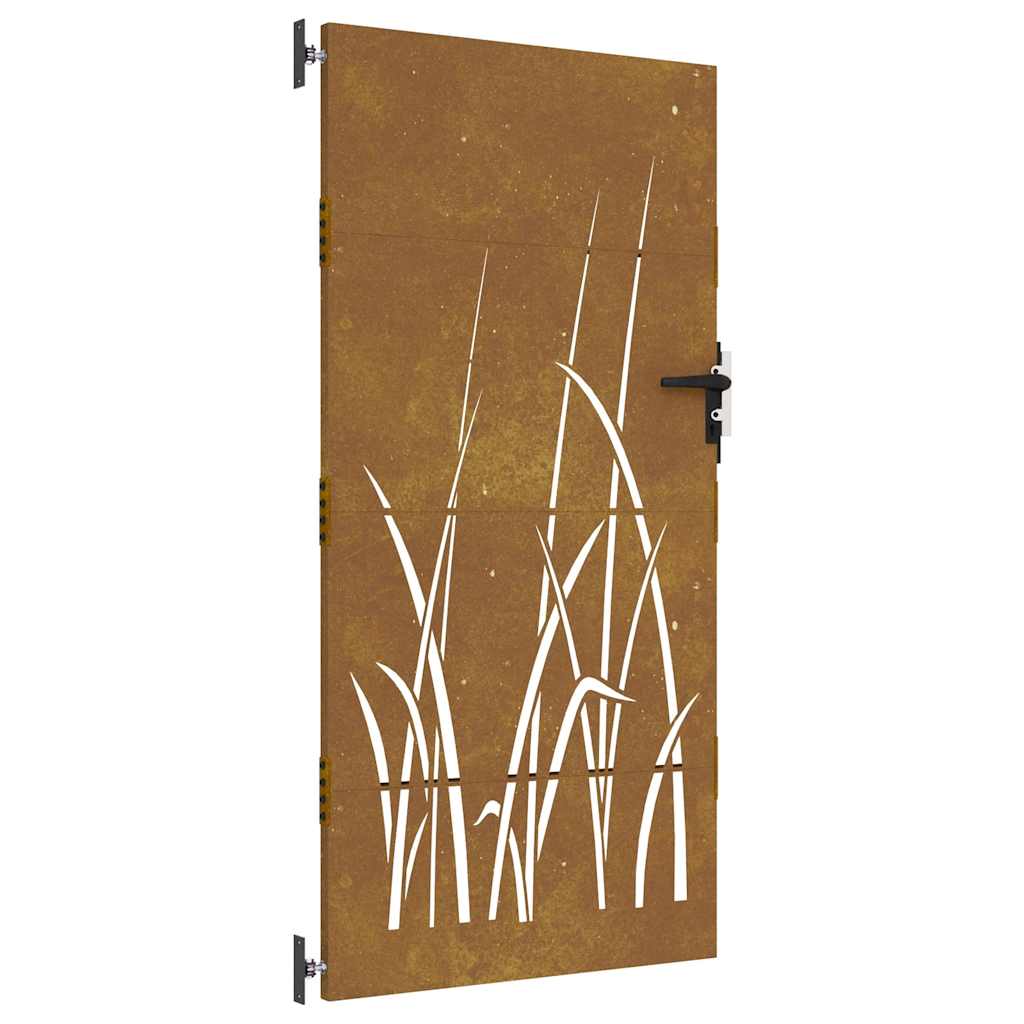 Gartentor 85X200 Cm Cortenstahl Gras-Design