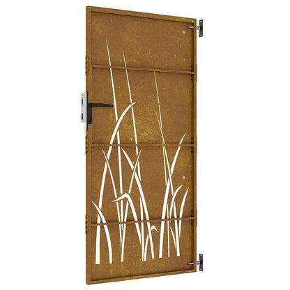 Gartentor 85X200 Cm Cortenstahl Gras-Design