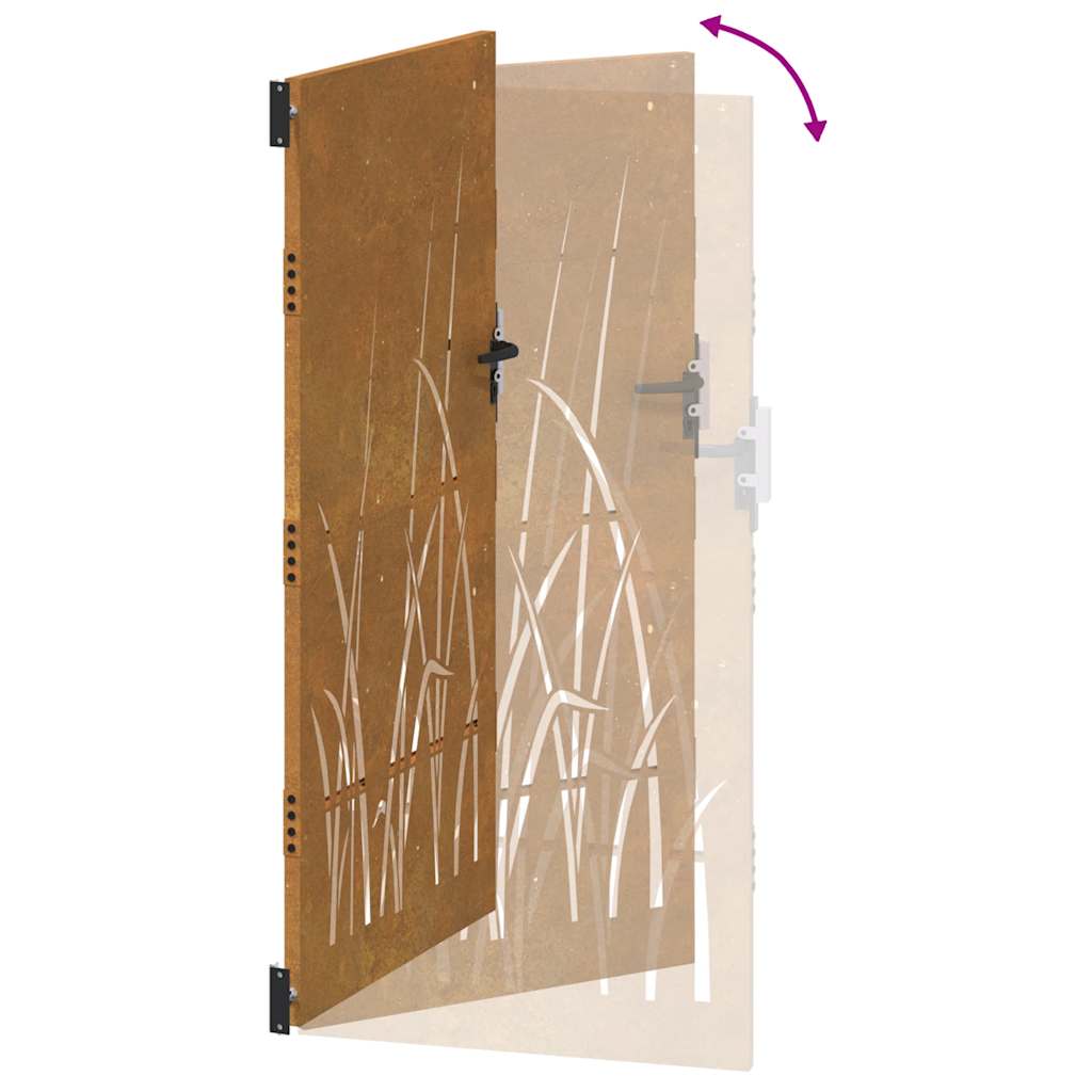 Gartentor 85X200 Cm Cortenstahl Gras-Design