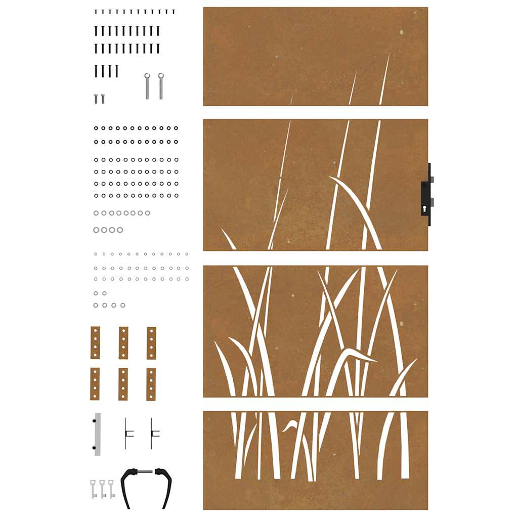 Gartentor 85X200 Cm Cortenstahl Gras-Design