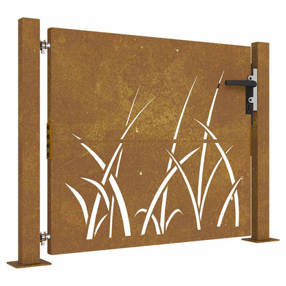 Gartentor 100X75 Cm Cortenstahl Gras-Design