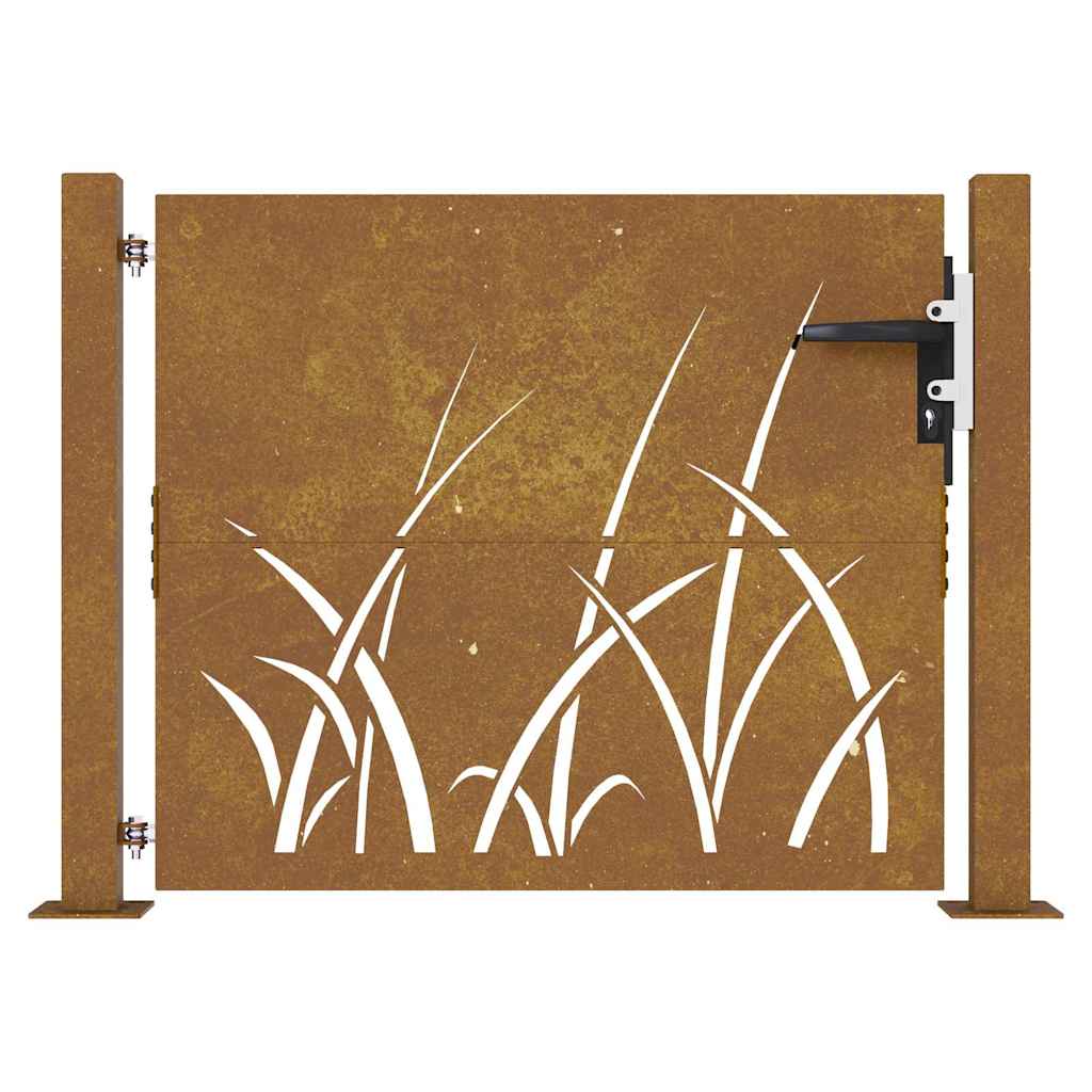 Gartentor 100X75 Cm Cortenstahl Gras-Design