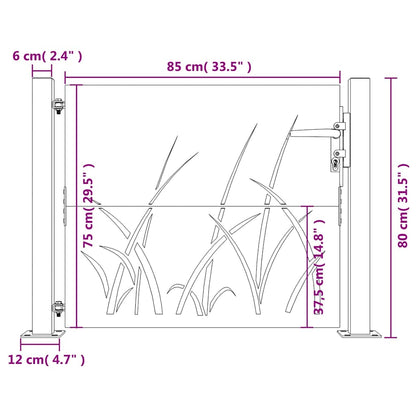Gartentor 100X75 Cm Cortenstahl Gras-Design