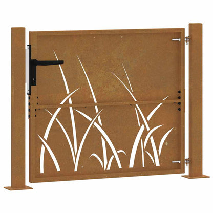 Gartentor Cortenstahl Gras-Design