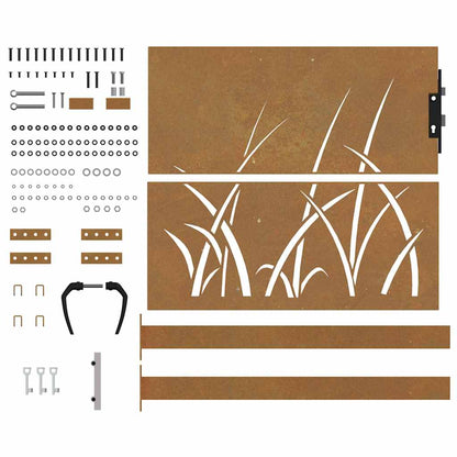 Gartentor Cortenstahl Gras-Design
