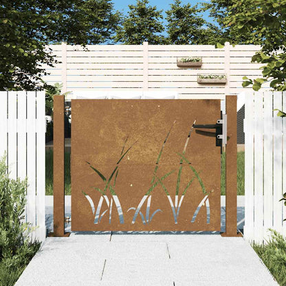 Gartentor Cortenstahl Gras-Design