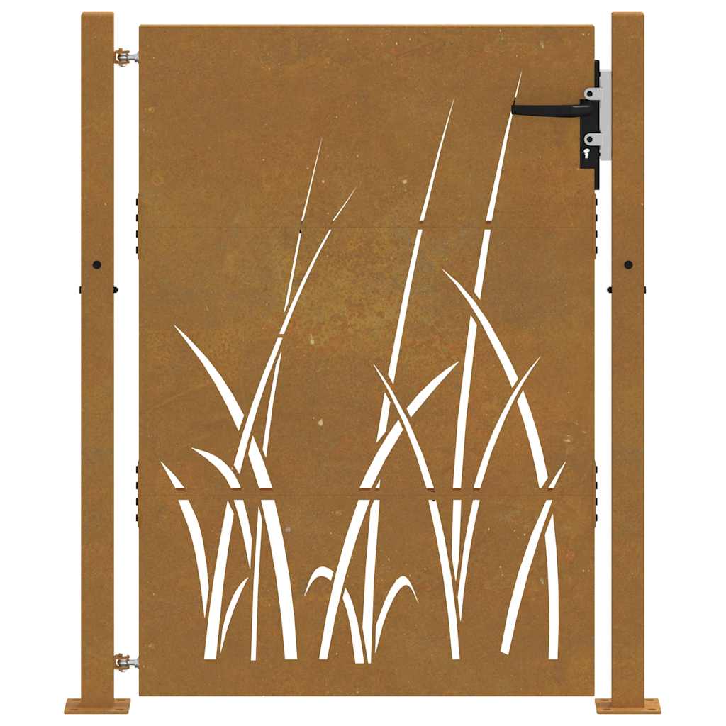 Gartentor Cortenstahl Gras-Design