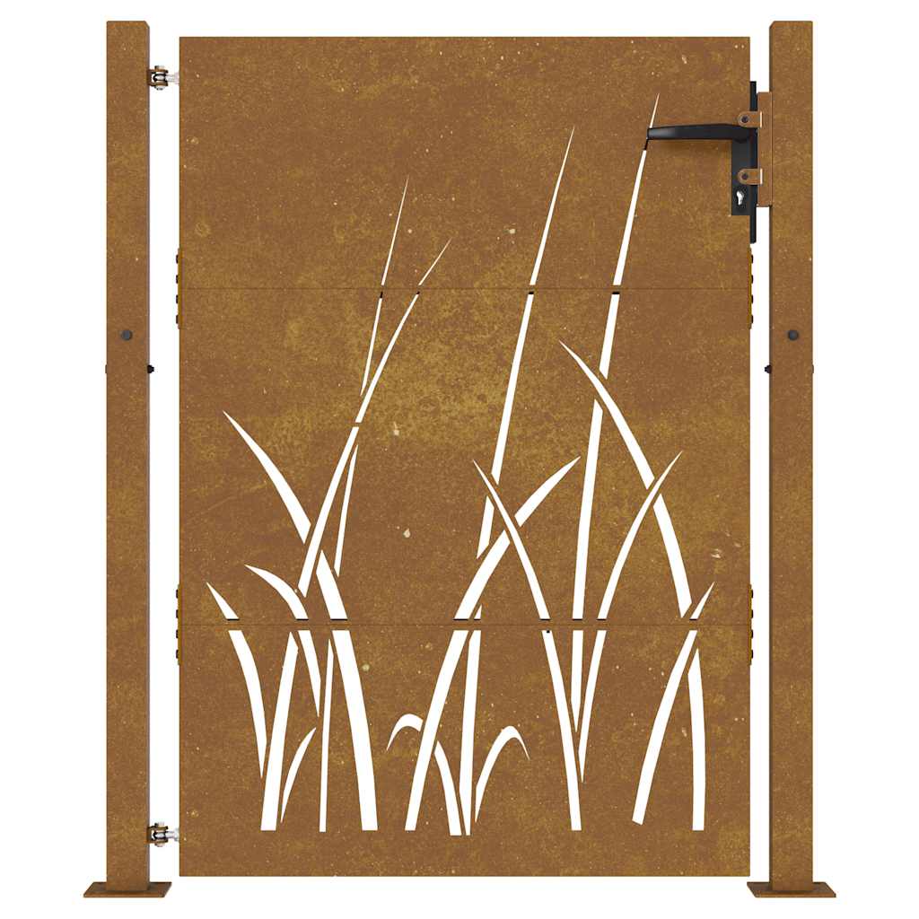 Gartentor Cortenstahl Gras-Design