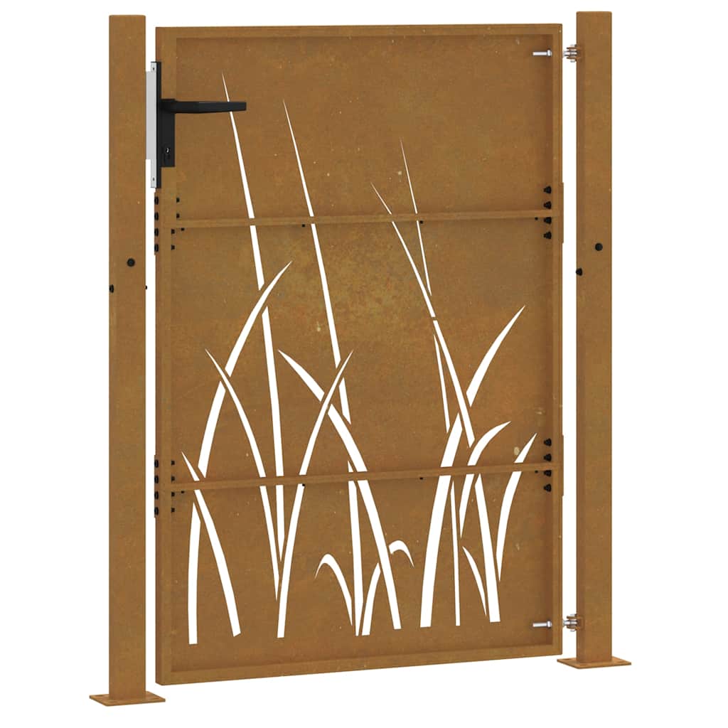 Gartentor Cortenstahl Gras-Design
