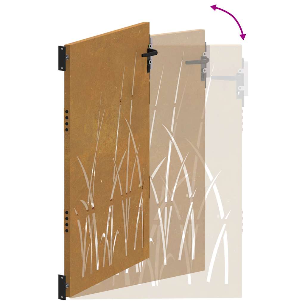 Gartentor Cortenstahl Gras-Design
