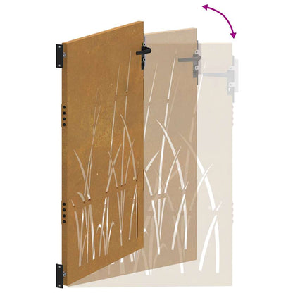 Gartentor Cortenstahl Gras-Design