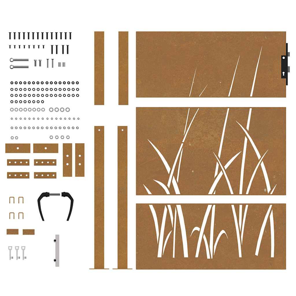 Gartentor Cortenstahl Gras-Design