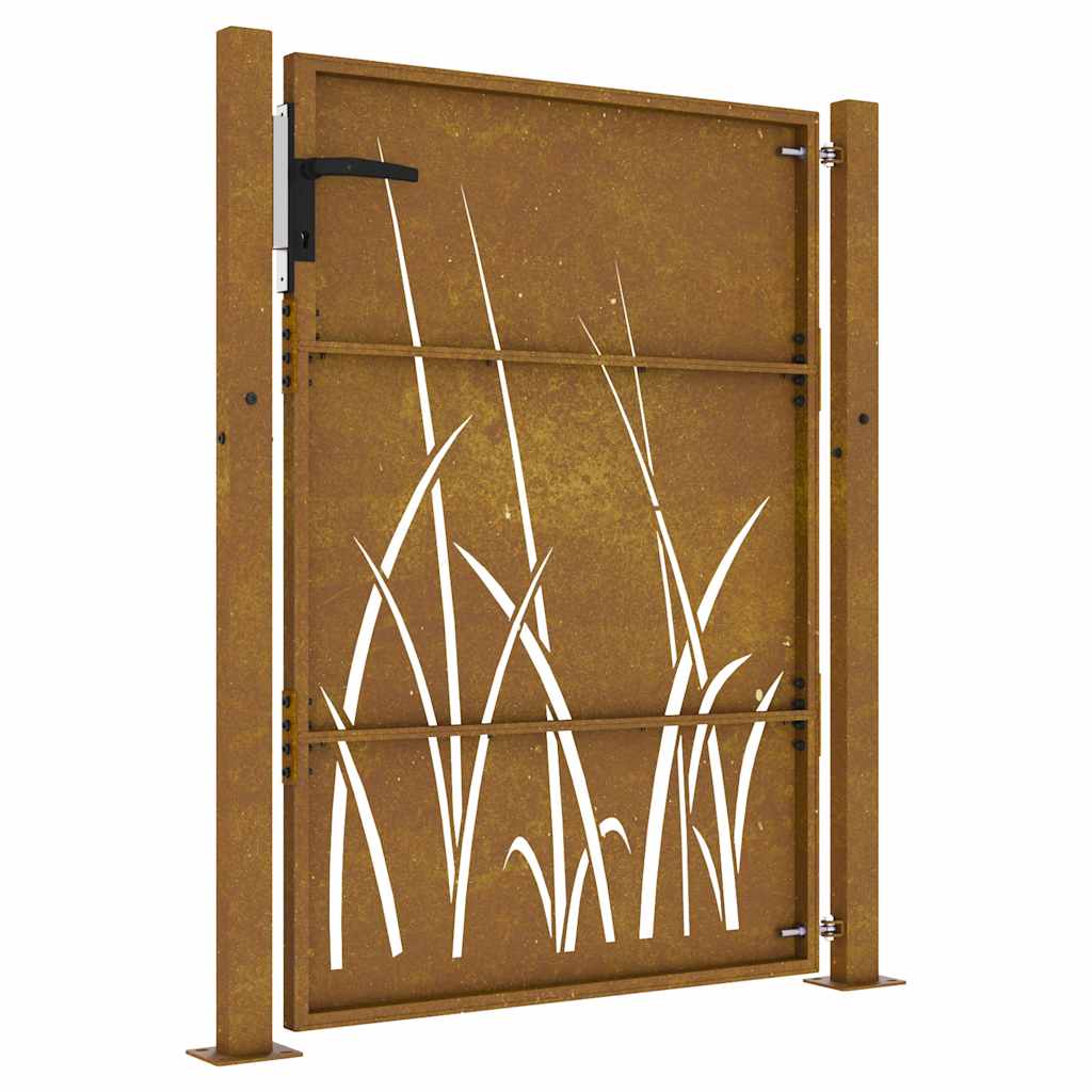 Gartentor Cortenstahl Gras-Design