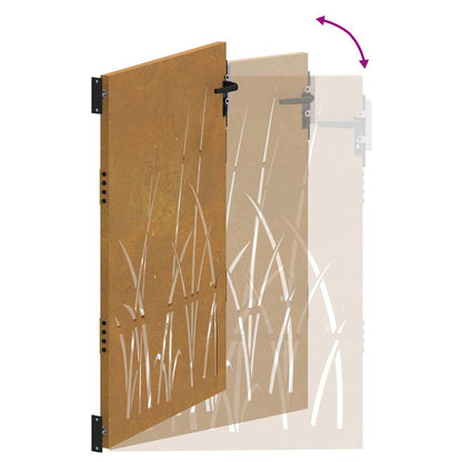 Gartentor Cortenstahl Gras-Design