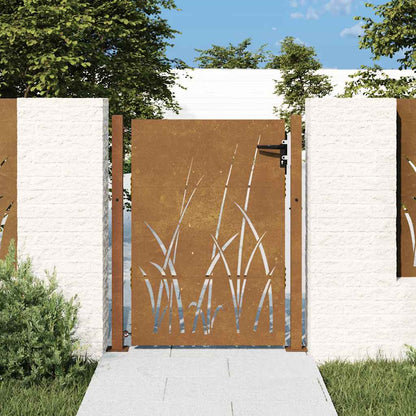 Gartentor Cortenstahl Gras-Design