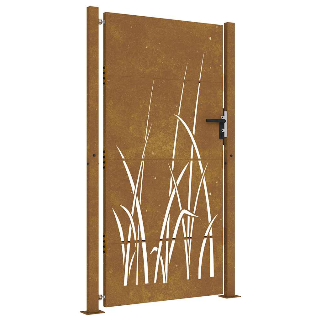 Gartentor Cortenstahl Gras-Design