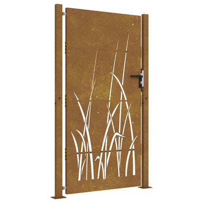 Gartentor Cortenstahl Gras-Design