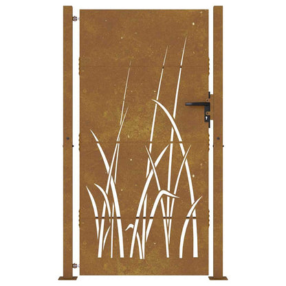 Gartentor Cortenstahl Gras-Design