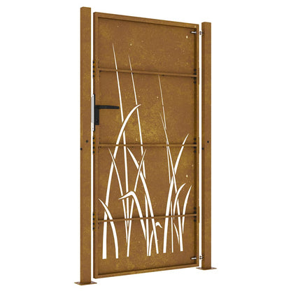 Gartentor Cortenstahl Gras-Design