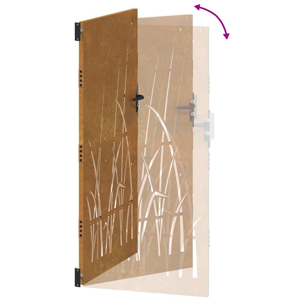 Gartentor Cortenstahl Gras-Design