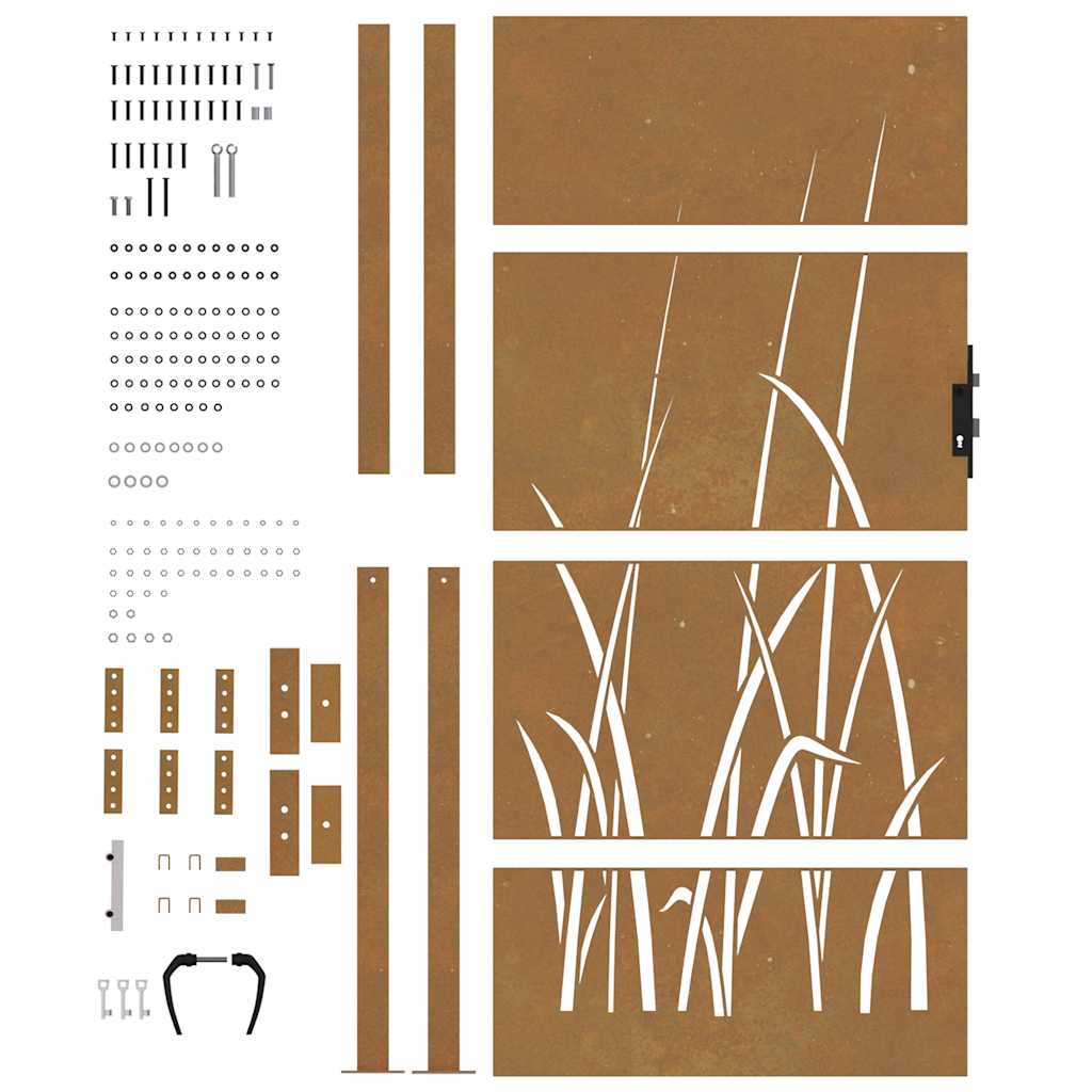 Gartentor Cortenstahl Gras-Design