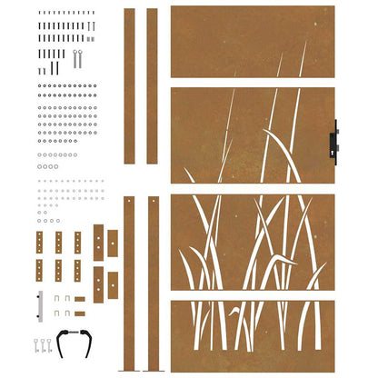 Gartentor Cortenstahl Gras-Design