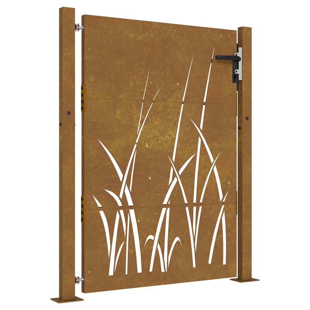 Gartentor Cortenstahl Gras-Design