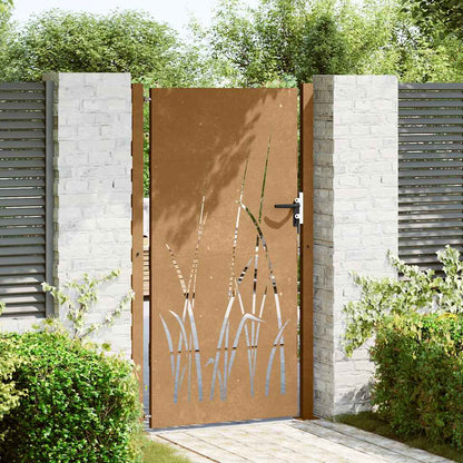 Gartentor Cortenstahl Gras-Design