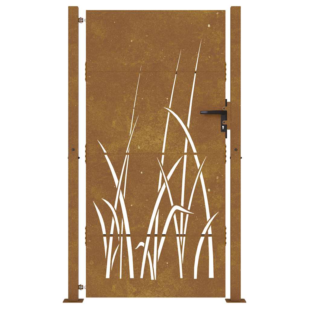 Gartentor Cortenstahl Gras-Design
