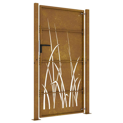Gartentor Cortenstahl Gras-Design