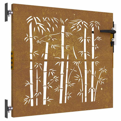 Gartentor Cortenstahl Bambus-Design