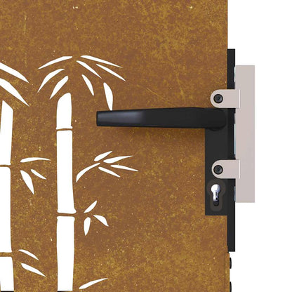 Gartentor Cortenstahl Bambus-Design