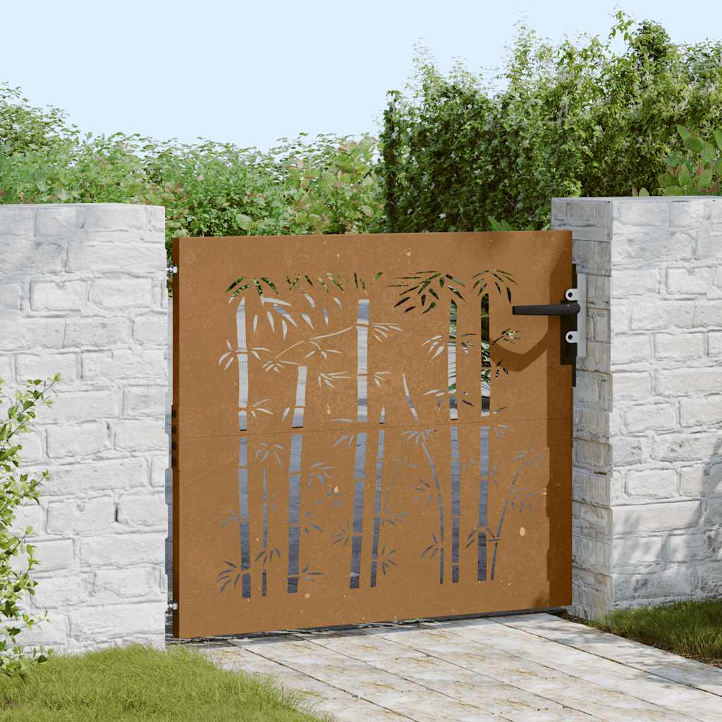 Gartentor Cortenstahl Bambus-Design