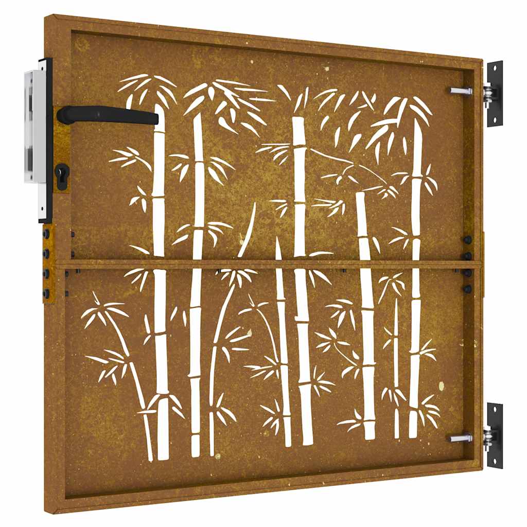 Gartentor Cortenstahl Bambus-Design