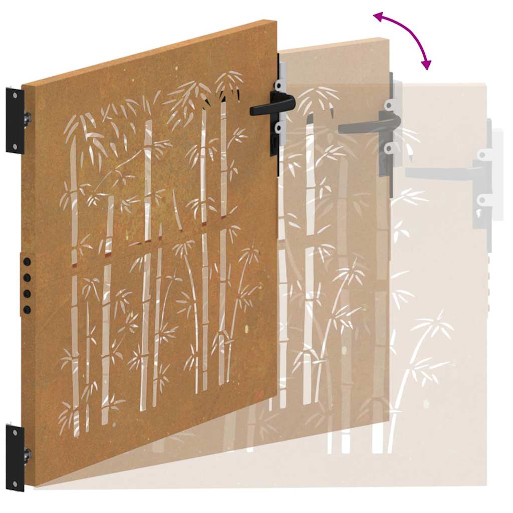 Gartentor Cortenstahl Bambus-Design