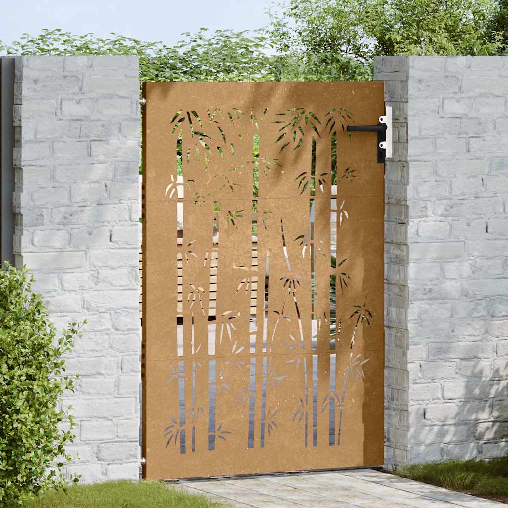 Gartentor Cortenstahl Bambus-Design