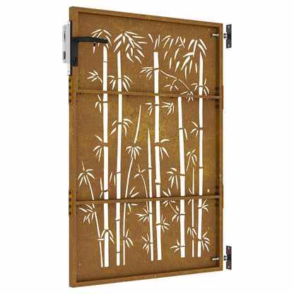 Gartentor Cortenstahl Bambus-Design